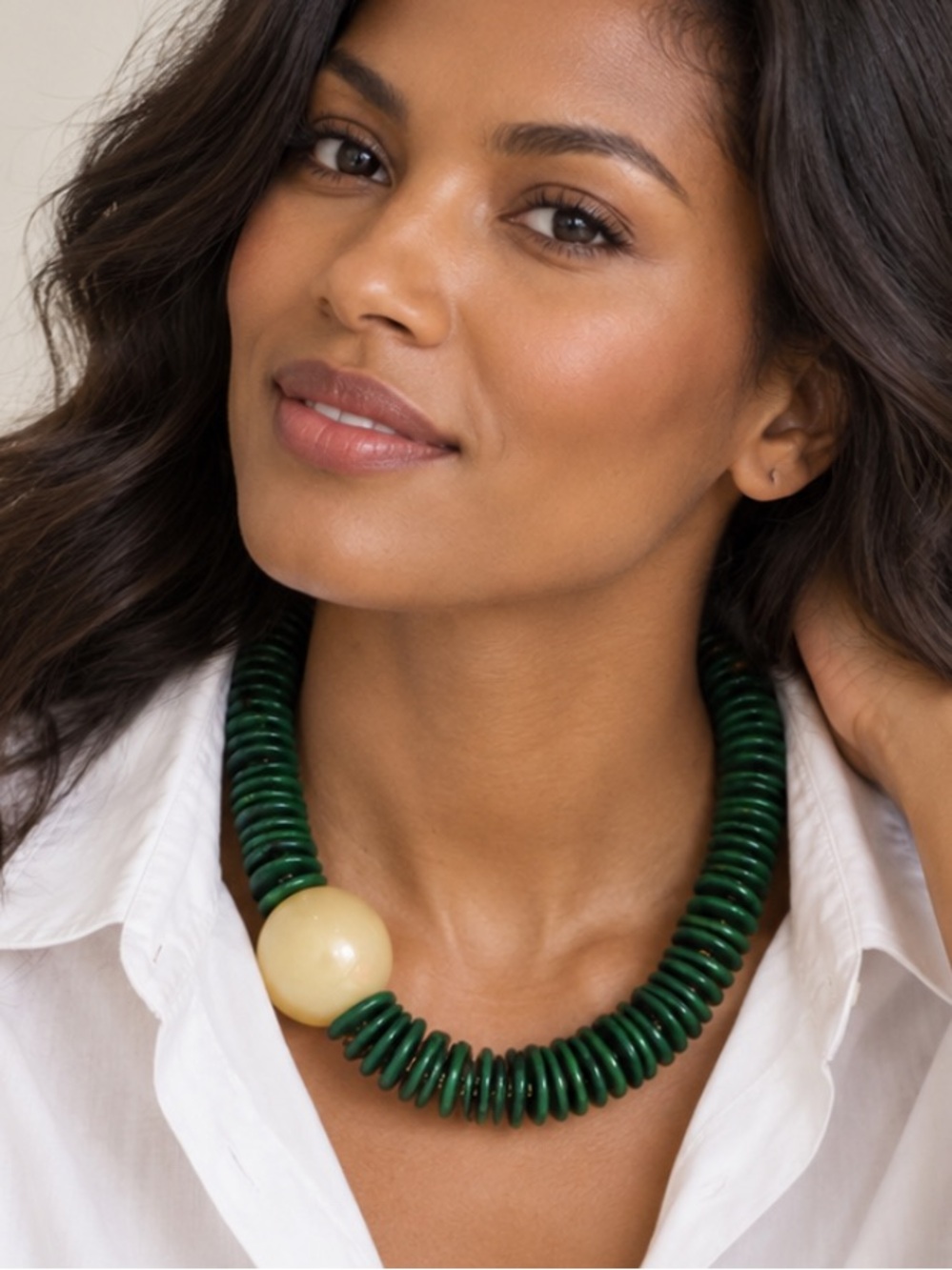 New! Green Disk Beaded Dopamine Necklace NWOT